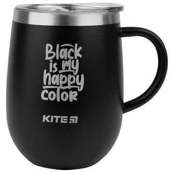 Термокружка Kite K22-378-01-2, 360 мл чорна Black is my happy color K22-378-01-2 фото