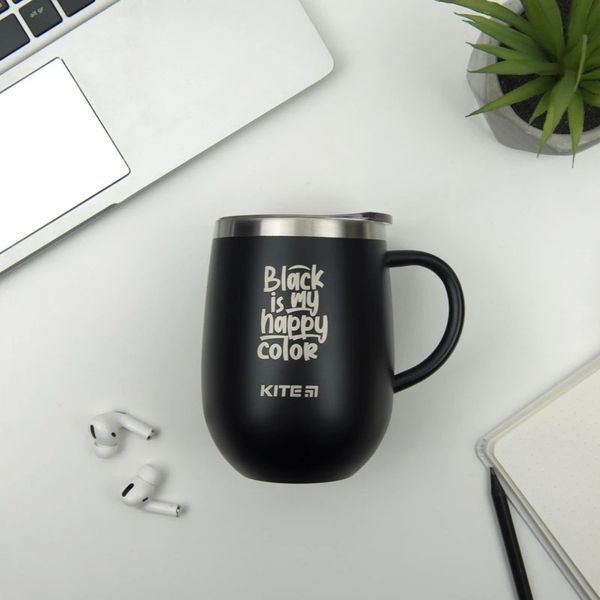 Термокружка Kite K22-378-01-2, 360 мл чорна Black is my happy color K22-378-01-2 фото