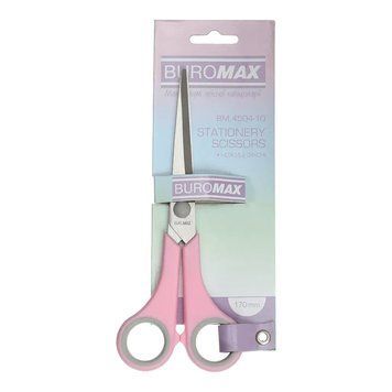 Ножиці офісні Buromax Pastel 170 мм з гумовими вставками рожеві BM.4504-10 BM.4504-10 фото