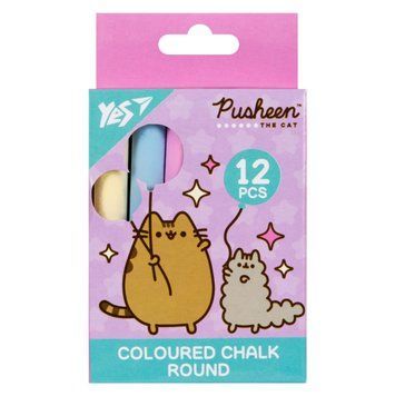 Крейда кольорова Yes "Pusheen" 12 шт, кругла 400515 400515 фото