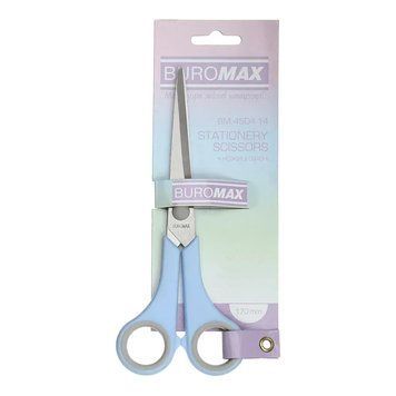 Ножиці офісні Buromax Pastel 170 мм з гумовими вставками блакитні BM.4504-14 BM.4504-14 фото