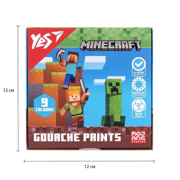 Фарби гуашеві Yes Minecraft 9 кольорів по 20 мл 230406 230406 фото