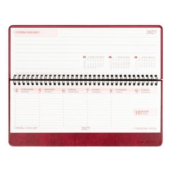 Планінг (щотижневик) настільний Leo Planner Persona 30х14 см датований 2027 бордовий 128 сторінок 252741 252741 фото