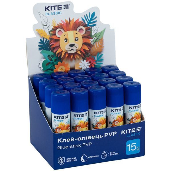 Клей-олівець з індикатором PVP Kite Classic K-1130, 15 г K-1130 фото