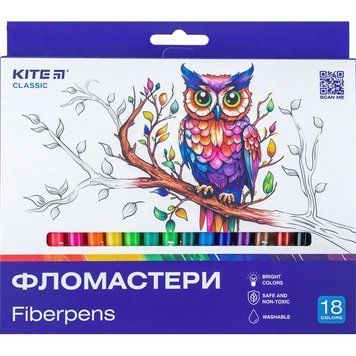 Фломастери Kite Classic 18 кольорів K-448, K-448 фото