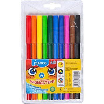 Фломастери Marco 10 кольорів Super Washable 1690-10 1690-10 фото