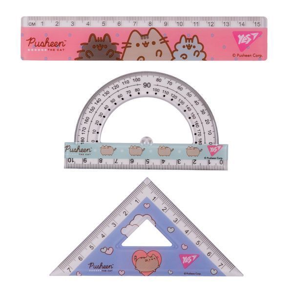 Набір лінійок Yes 3 предмети Pusheen лінійка 15 см 370688 370688 фото