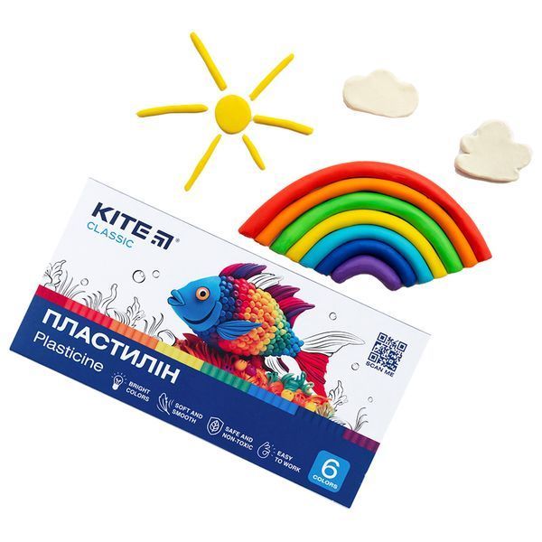 Пластилін Kite Classic K-081, 6 кольорів, 120 г K-081 фото