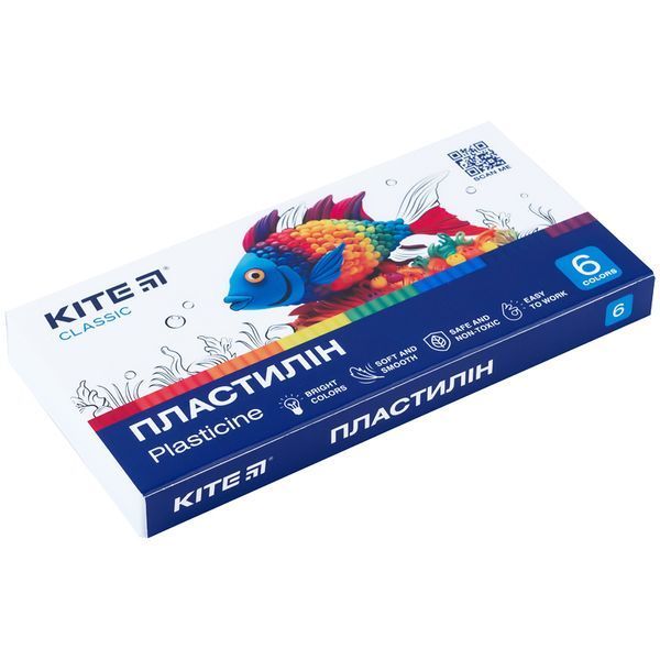 Пластилін Kite Classic K-081, 6 кольорів, 120 г K-081 фото