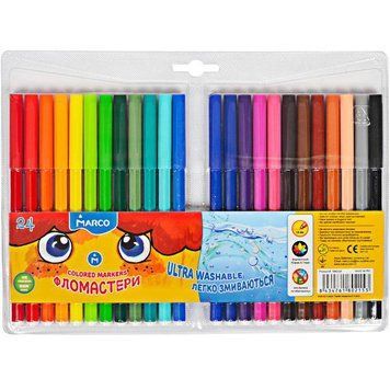 Фломастери Marco 24 кольори Super Washable 1690-24 1690-24 фото