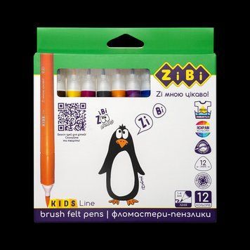 Фломастери Zibi брашеві 12 кольорів JUMBO KIDS Line ZB.2822 ZB.2822 фото
