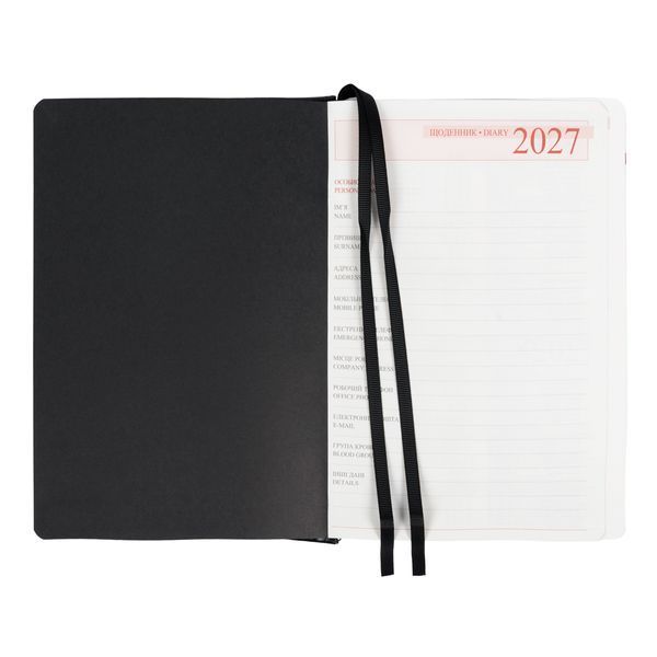 Щоденник діловий Leo Planner City A5 датований 2027 твердий чорний 368 сторінок 252754 252754 фото