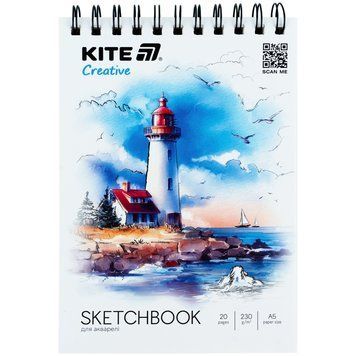 Скетчбук для акварелі Kite Creative K-1283, А5, на спіралі, 20 аркушів K-1283 фото