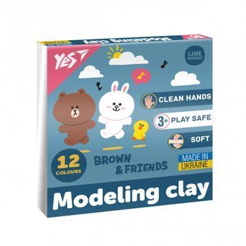 Пластилін Yes Line Friends 12 кольорів 240 г 540670 540670 фото