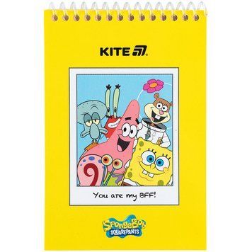Блокнот на спіралі Kite Sponge Bob SB25-196, А6, 48 аркушів, нелінований SB25-196 фото