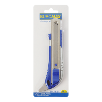 Ніж канцелярський 18 мм Buromax пластиковий корпус з додатковим гачком BM.4621 BM.4621 фото