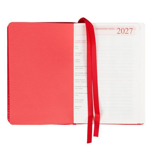 Щоденник діловий Leo Planner City А6 датований 2027 твердий червоний 352 сторінки 252762 252762 фото